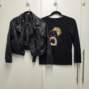Fabkids Black Faux Leather Jacket